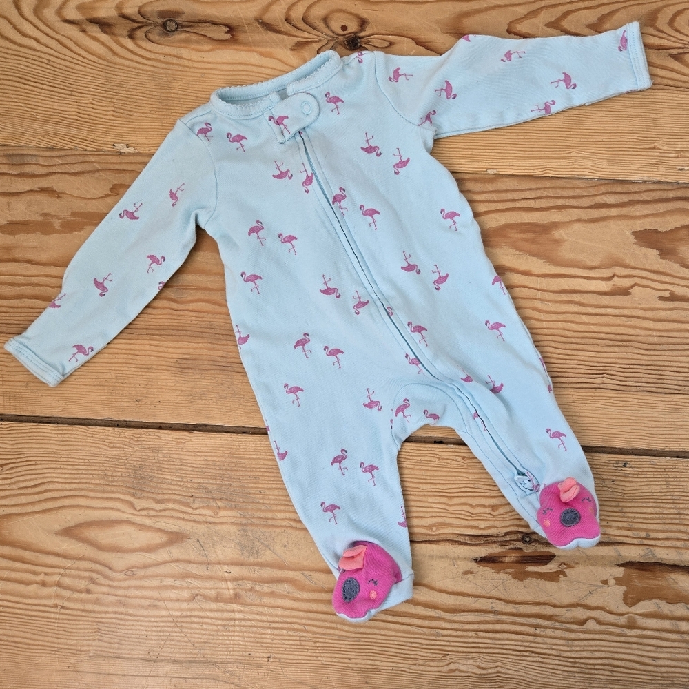 Carter’s Blue Flamingo Footed Sleeper 0-3M